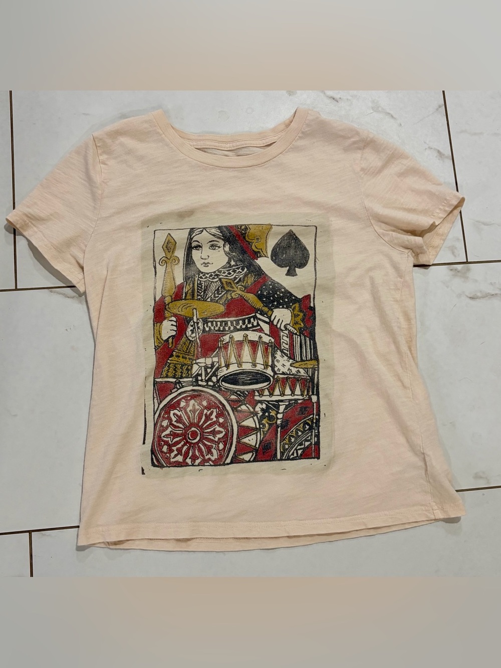 Lucky Brand Queen of Spades Classic Crew Tee S
